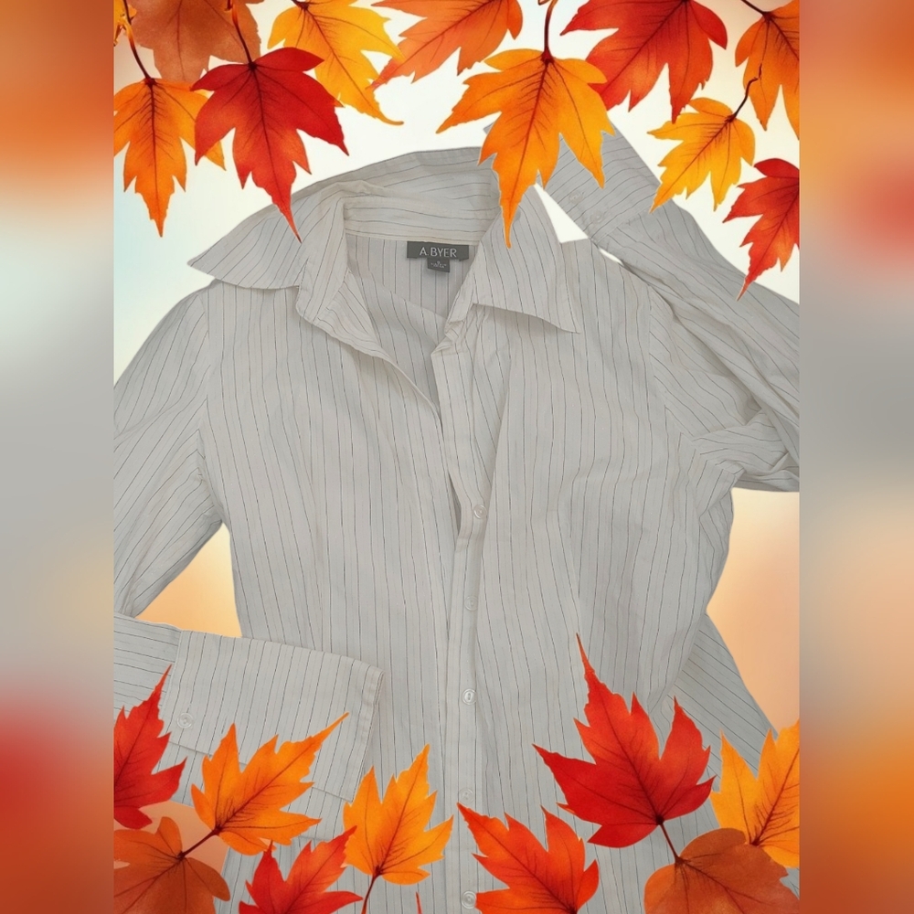 *0282 A. Byer silver thread blouse women small